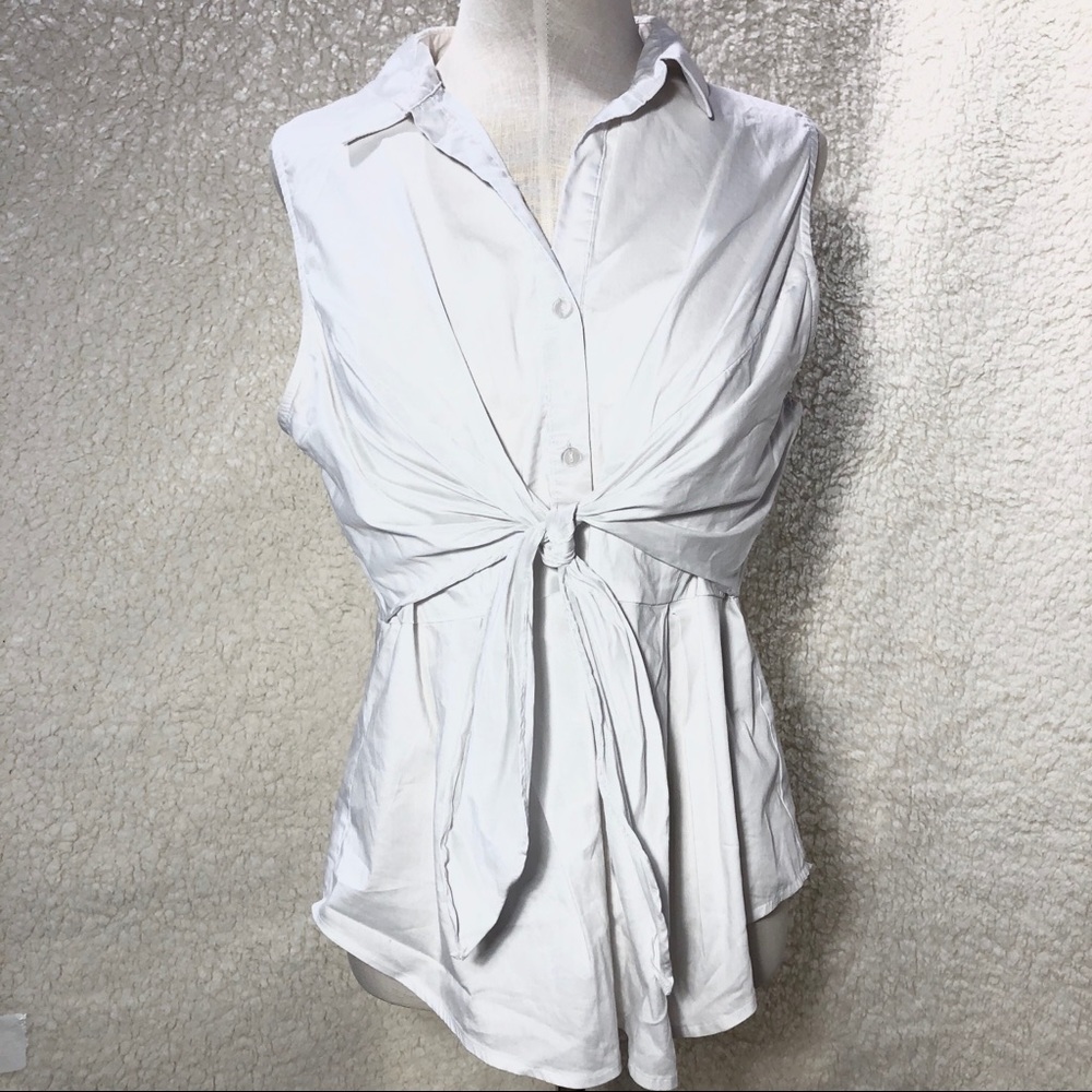 White Tie Front Blouse
